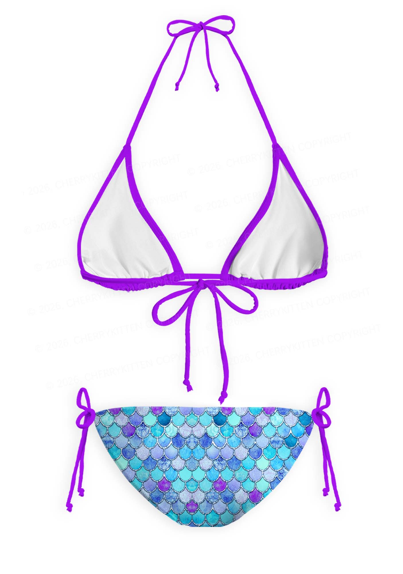 Colorful Fish Scales Y2K Print Bikini Set Cherrykitten