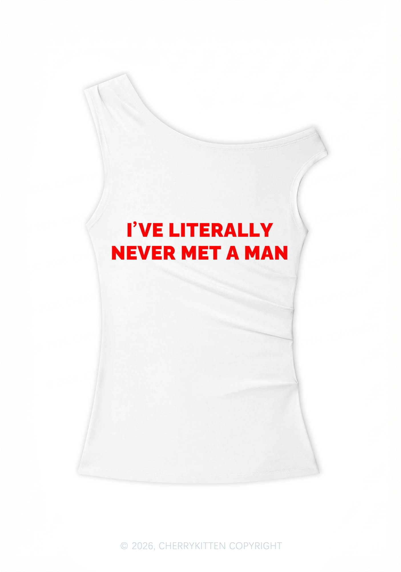 Never Met A Man Pirde Y2K Off Shoulder Tank Top Cherrykitten