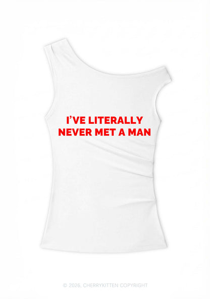 Never Met A Man Pirde Y2K Off Shoulder Tank Top Cherrykitten