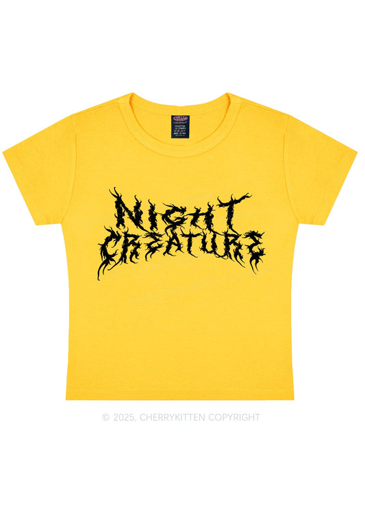Night Creature Y2K Baby Tee Cherrykitten