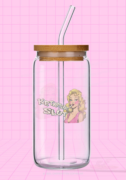 K Slxt Y2K Printed Glass Cup Cherrykitten