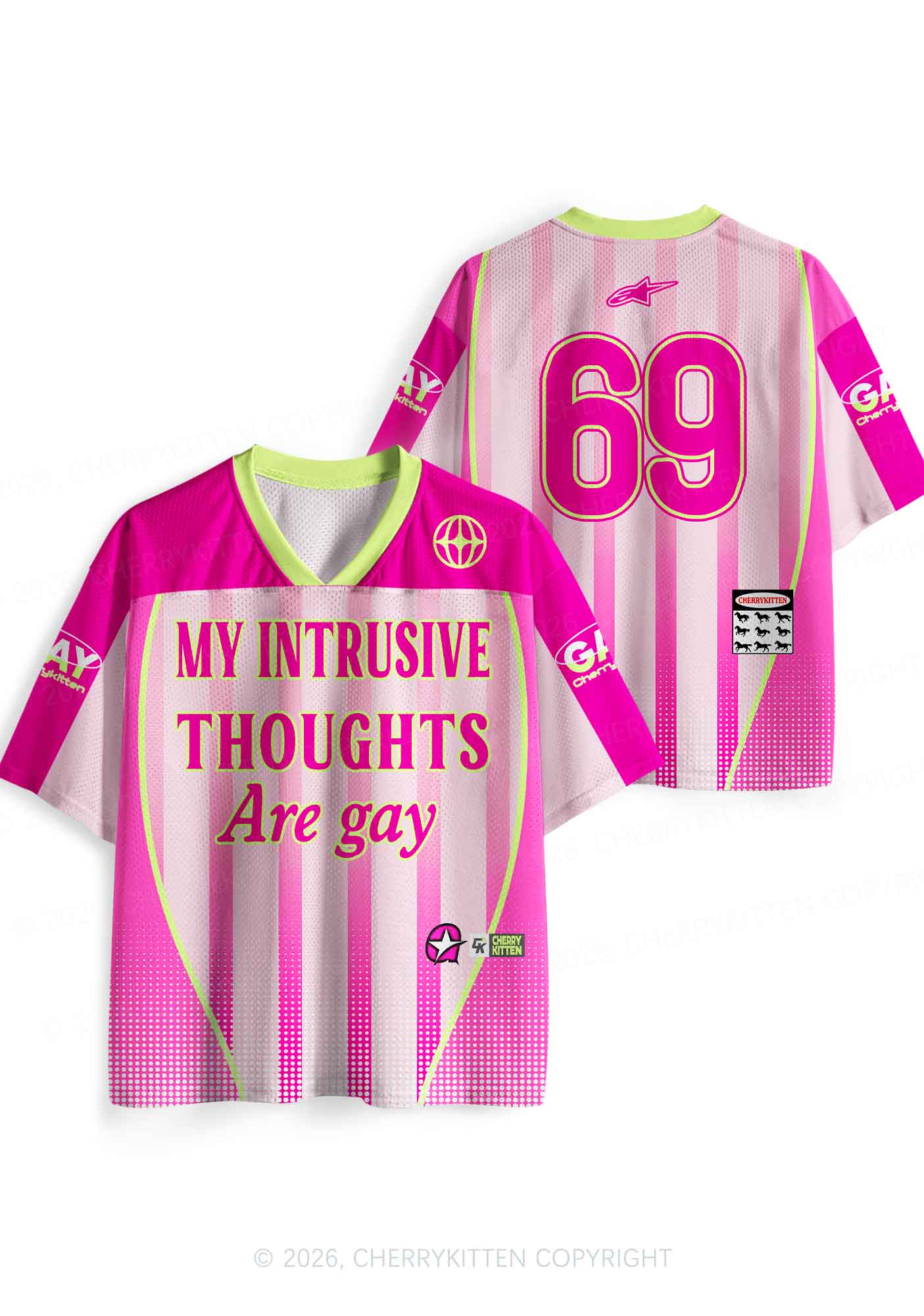 My Intrusive Thoughts Are Gay Pride Y2K Sport Jersey Shirts Cherrykitten
