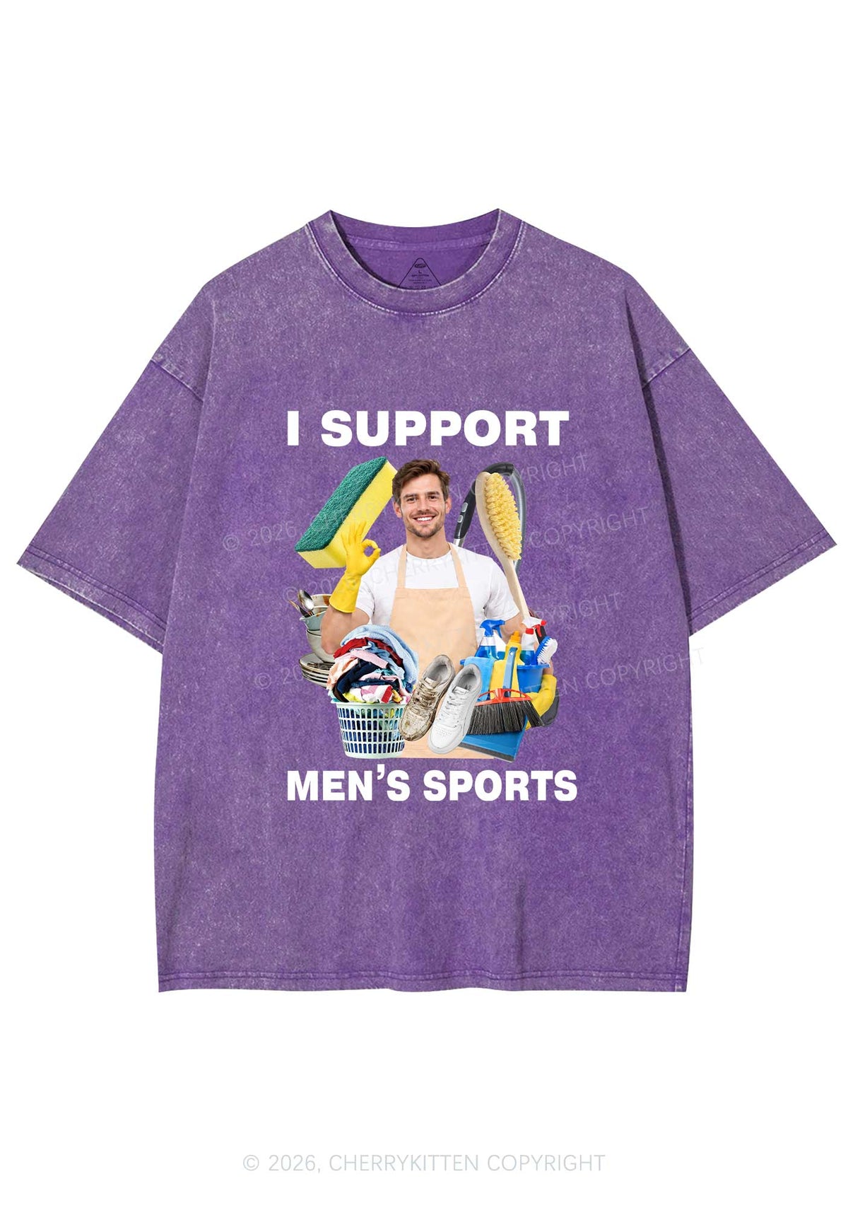 I Support Mens Sports Y2K Shirts Washed Tee Cherrykitten