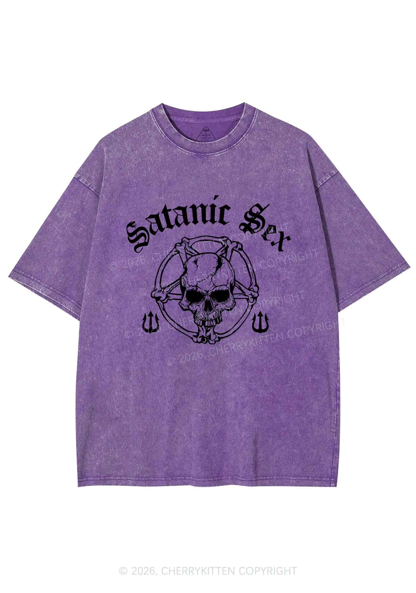 Halloween Satanic Sx Skull Y2K Shirts Washed Tee Cherrykitten