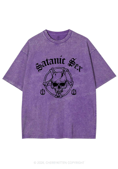 Halloween Satanic Sx Skull Y2K Shirts Washed Tee Cherrykitten