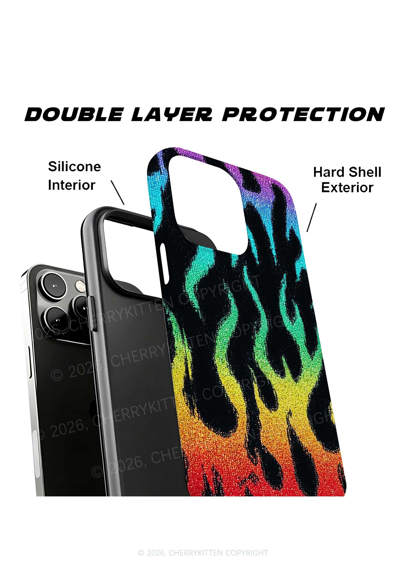 Rainbow Flame Pride Y2K Phone Case Cherrykitten