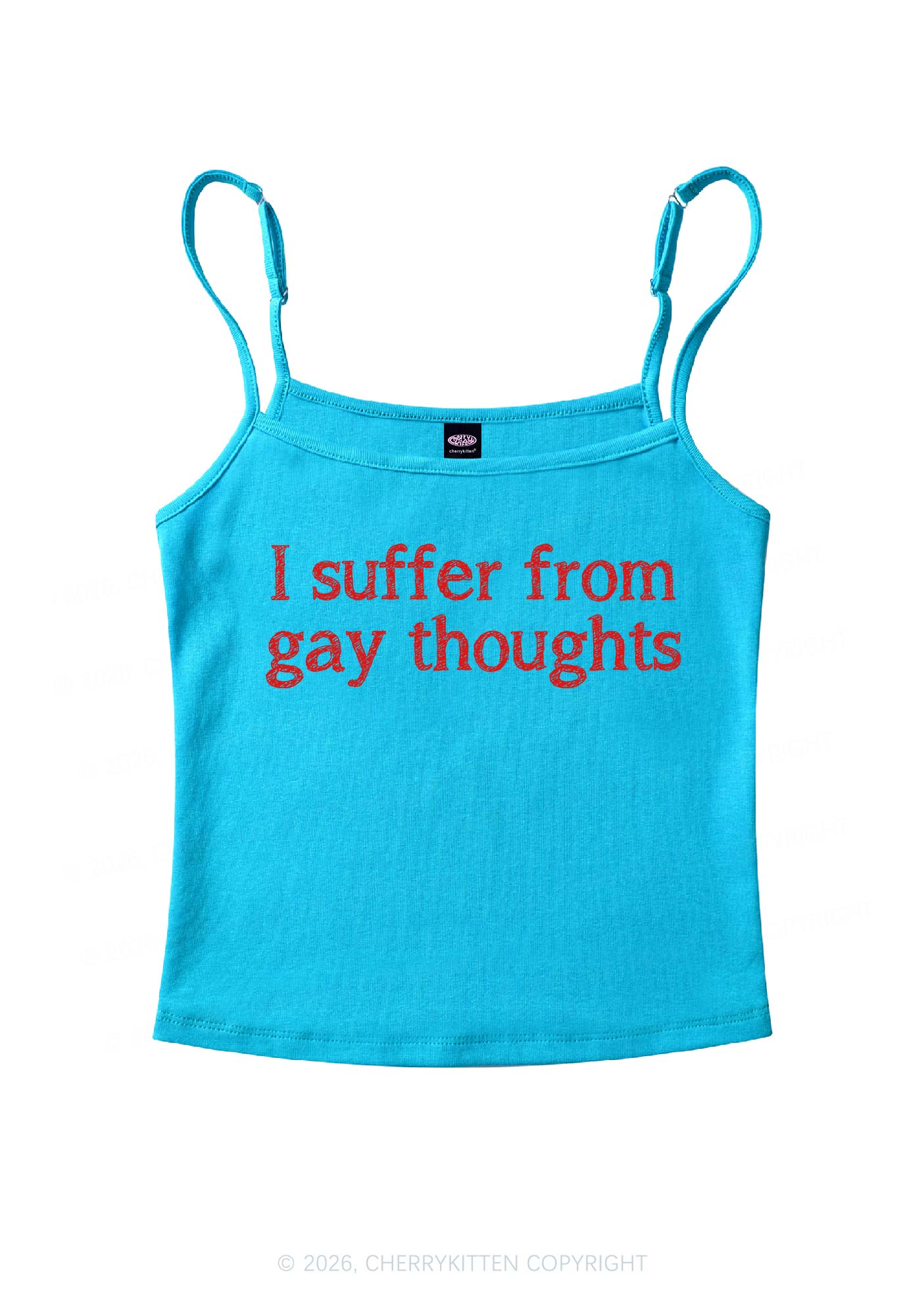 Suffer From Gay Thoughts Pride Y2K Spaghetti Strap Cami Cherrykitten