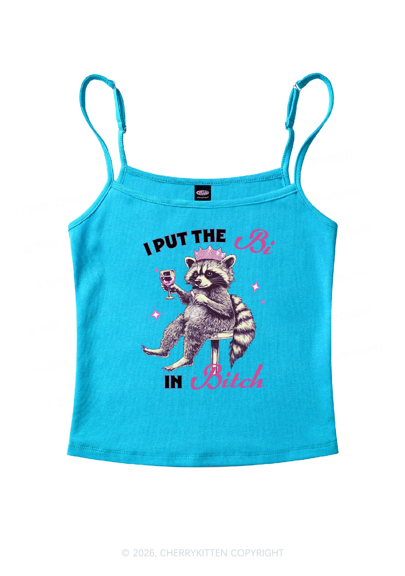 I Put Bi In Bxxch Raccoon Pride Y2K Spaghetti Strap Cami Cherrykitten
