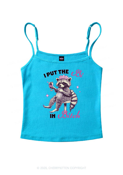 I Put Bi In Bxxch Raccoon Pride Y2K Spaghetti Strap Cami Cherrykitten