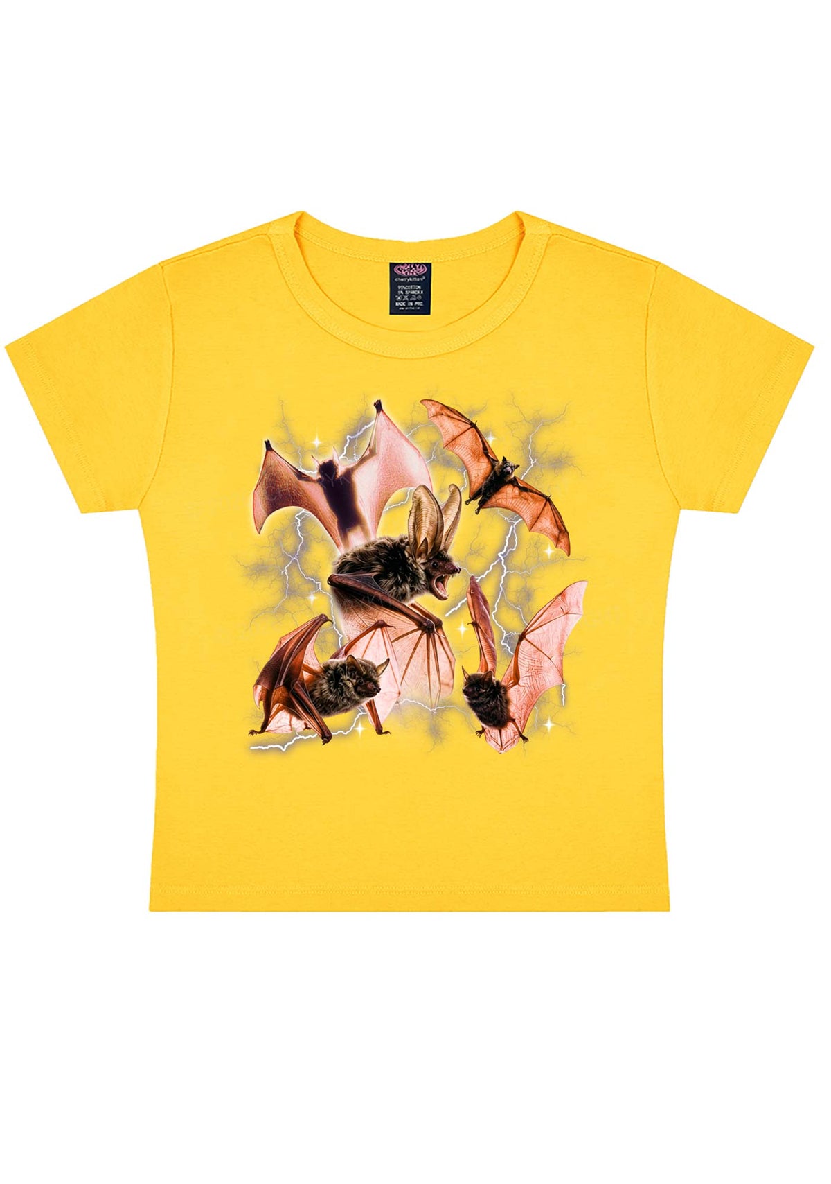 Halloween Bat In Lightning Y2K Baby Tee Cherrykitten