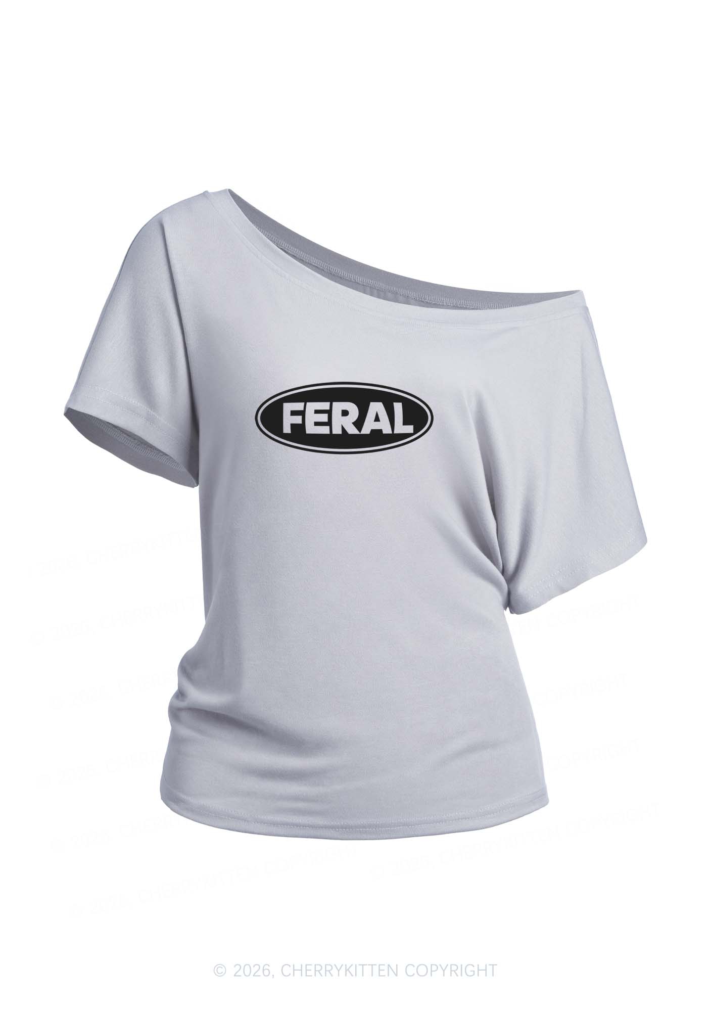 Feral Y2K Off Shoulder Tee Cherrykitten