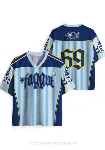 Blue Stripes Faggot Pride Y2K Sport Jersey Shirts Cherrykitten