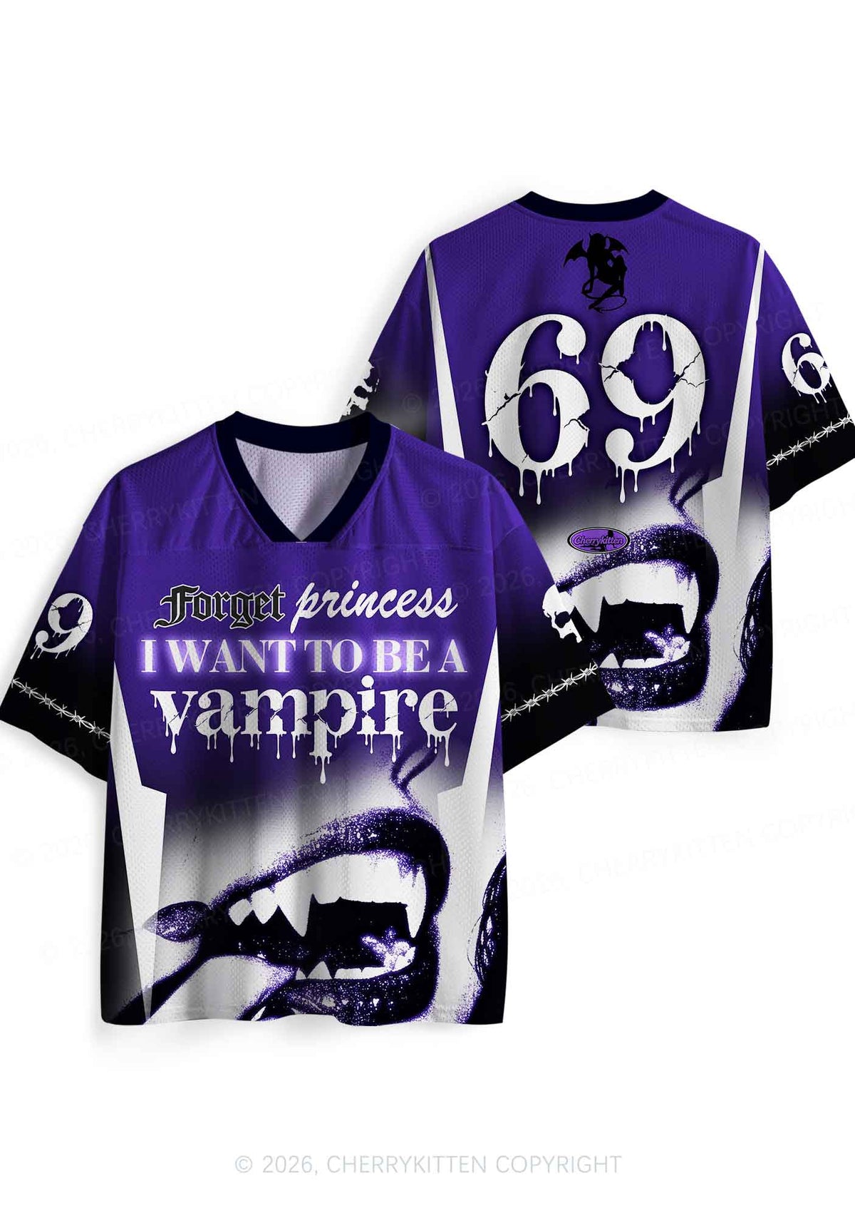 Halloween Want To Be Vampire Y2K Sport Jersey Shirts Cherrykitten