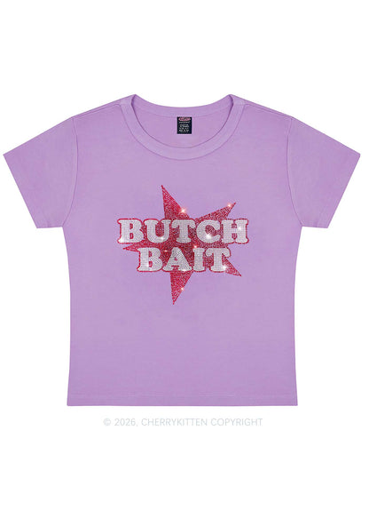 Rhinestone Butch Bait Pride Y2K Baby Tee Cherrykitten