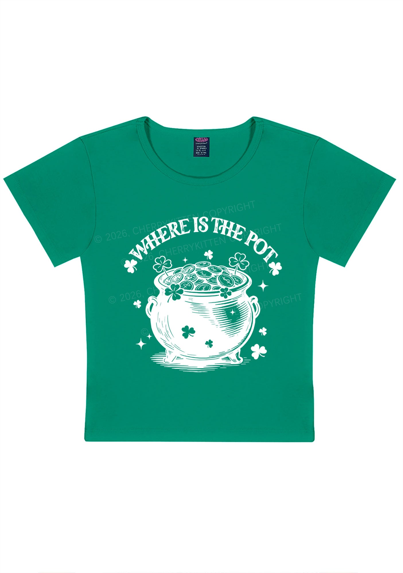 Where Is The Pot St Patricks Y2K Baby Tee Cherrykitten