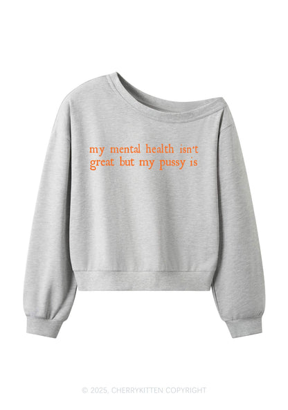 Great Mental Health Y2K Off Shoulder Sweatshirts Cherrykitten