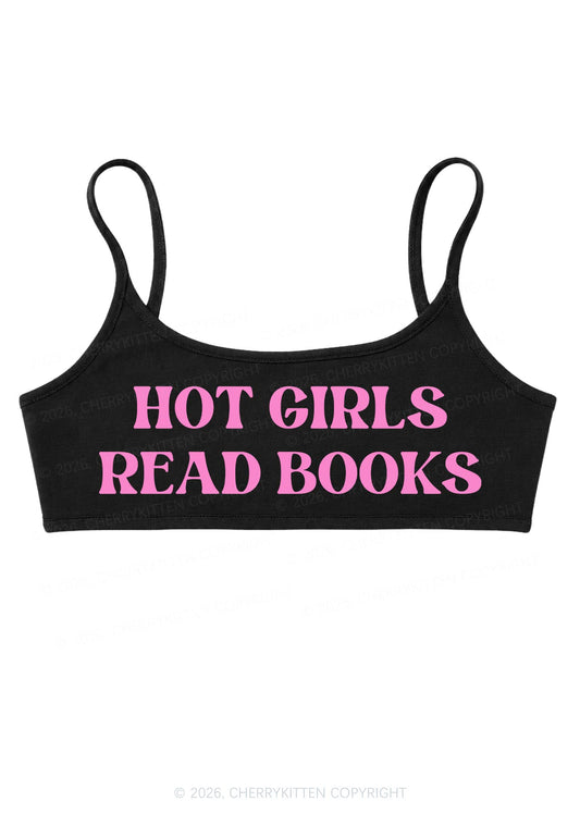 Hot Girls Read Books Y2K Super Crop Cami Cherrykitten
