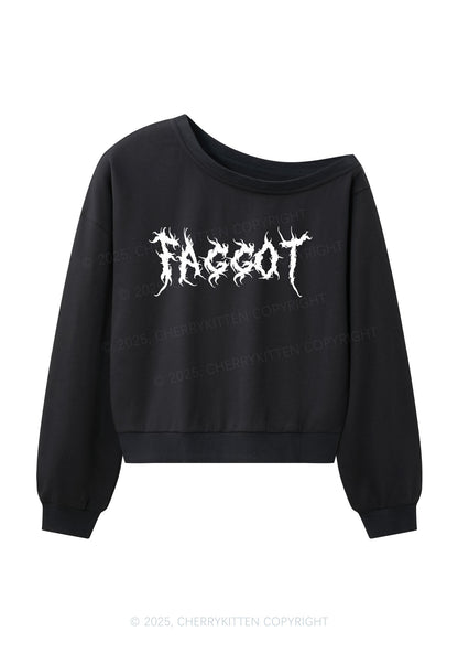 Punk Faggot Pride Y2K Off Shoulder Sweatshirts Cherrykitten