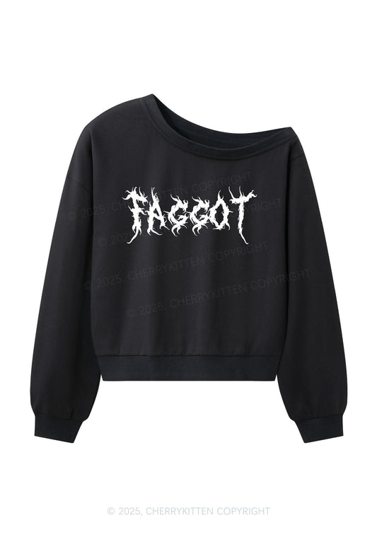 Punk Faggot Pride Y2K Off Shoulder Sweatshirts Cherrykitten