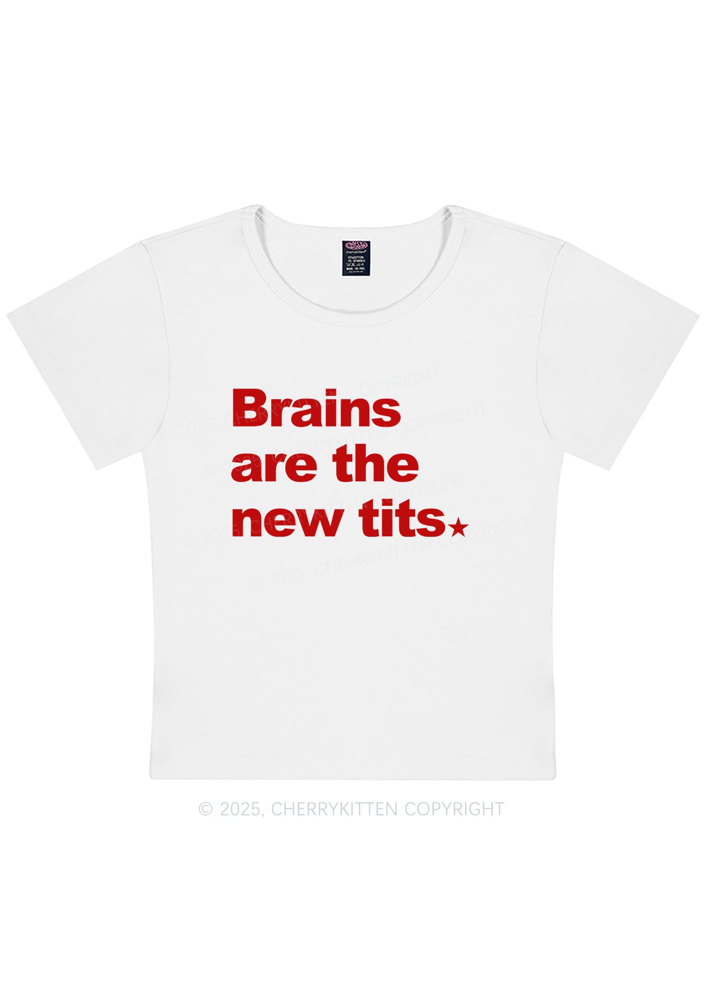 Brains Are New Txts Y2K Baby Tee Cherrykitten