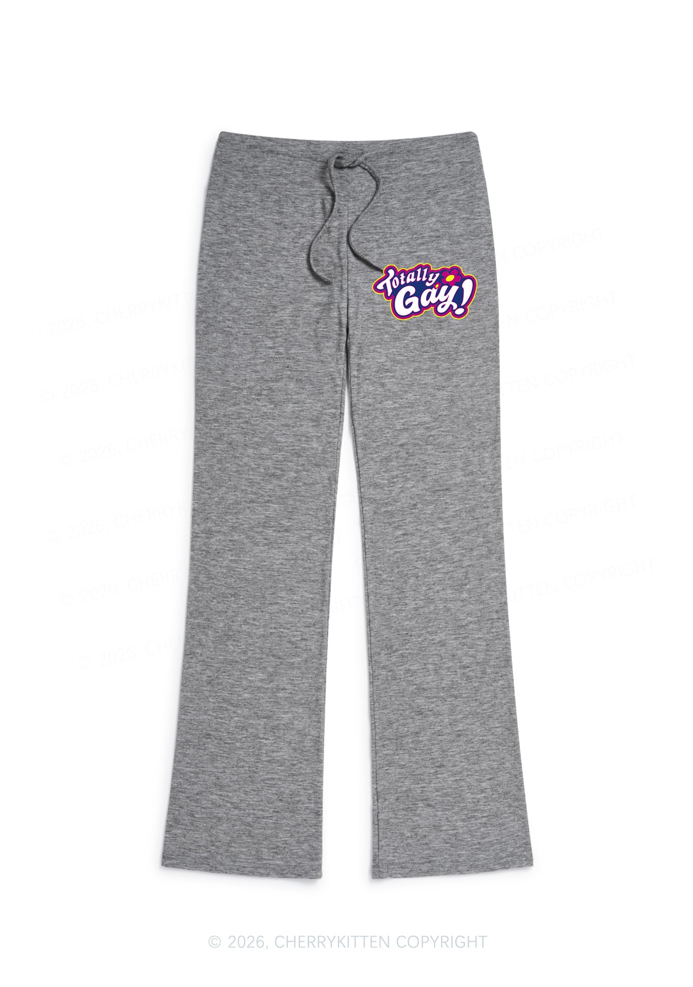 Totally Gay Pride Y2K Low Rise Drawstring Flare Pants Cherrykitten