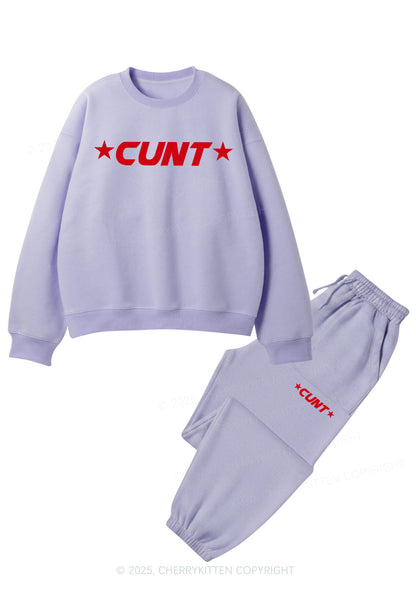Star Count Y2K Fleece Sweatshirts Set Cherrykitten