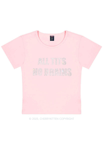 Rhinestone All Txts No Brains Y2K Baby Tee Cherrykitten