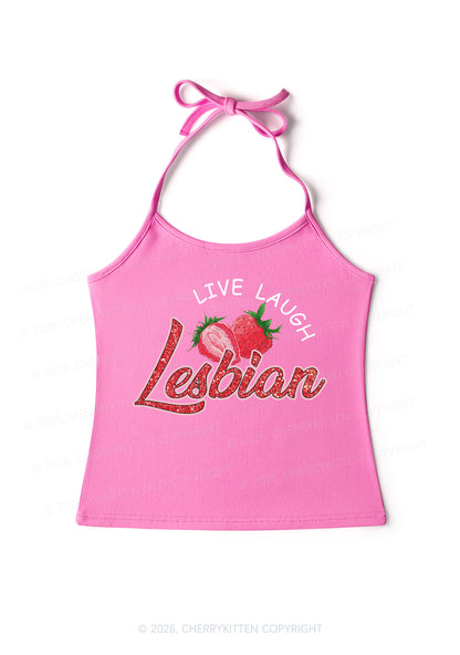 Live Love Lesbian Pride Y2K Halter Neck Cami Cherrykitten