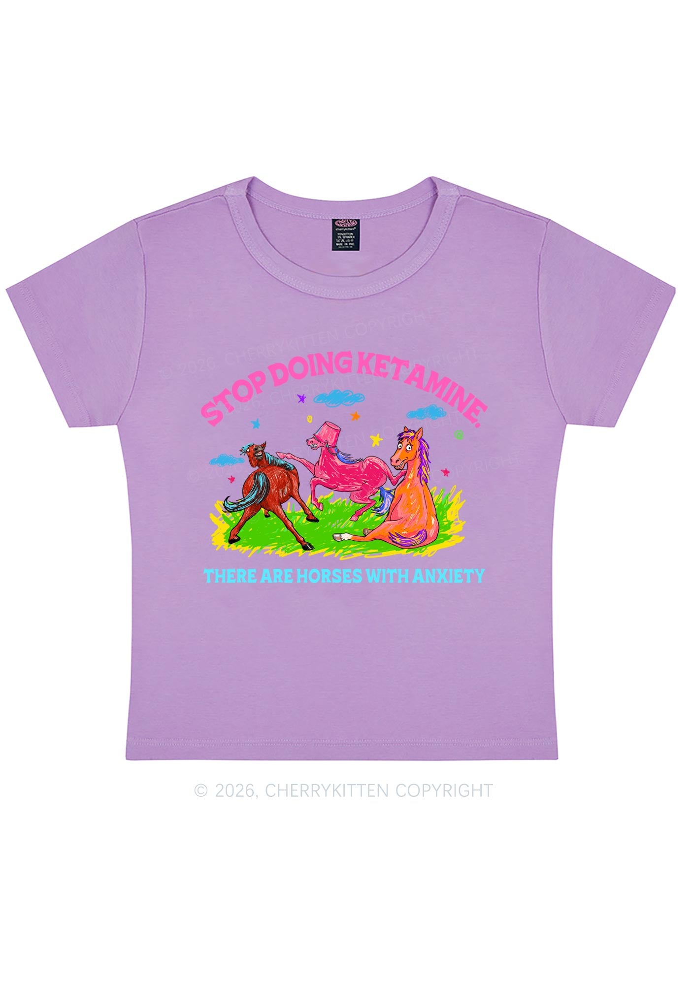 Horses With Anxiety Y2K Baby Tee Cherrykitten