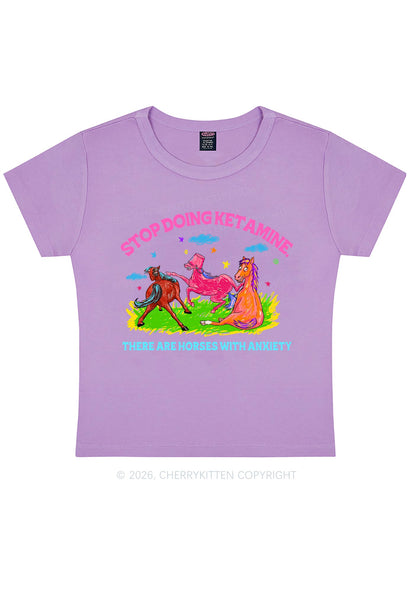 Horses With Anxiety Y2K Baby Tee Cherrykitten