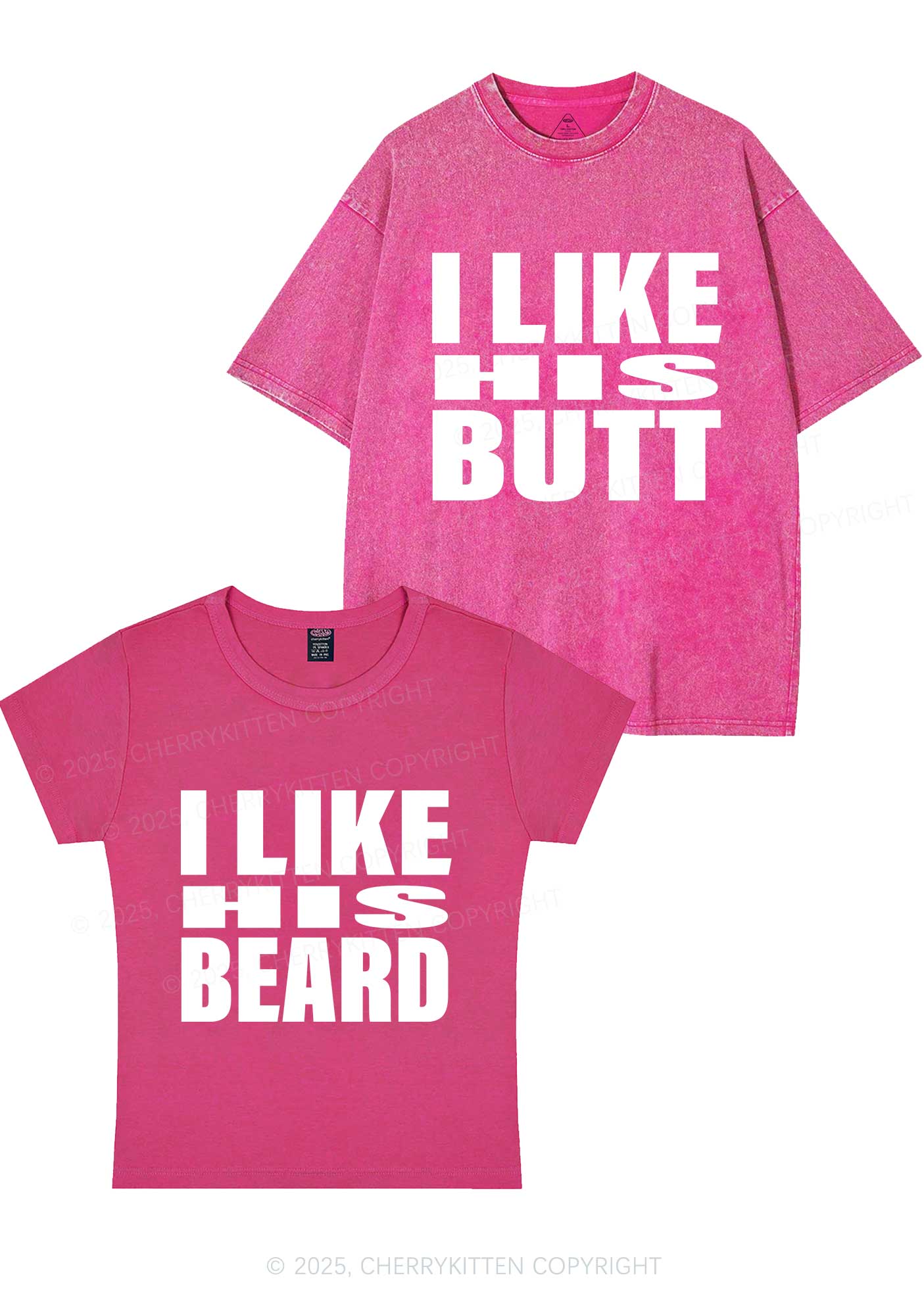 I Like His Beard Y2K Valentine's Day Couple Shirt Cherrykitten