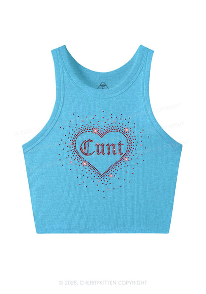 Rhinestone Love Cxxt Y2K Crop Tank Top Cherrykitten