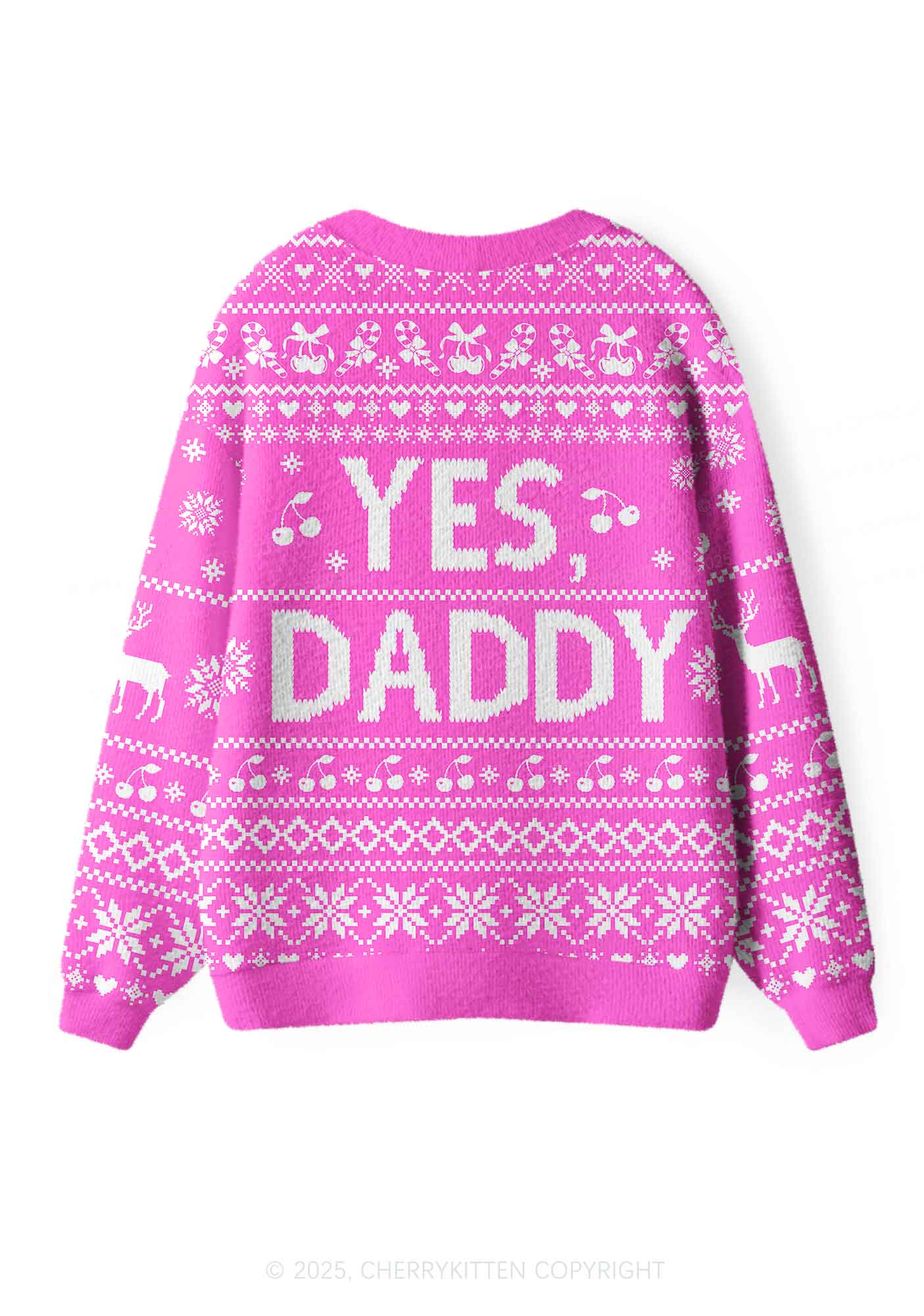 Yes Daddy Y2K Christmas Cardigan Knit Sweatshirt Cherrykitten