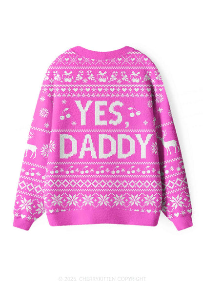 Yes Daddy Y2K Christmas Cardigan Knit Sweatshirt Cherrykitten