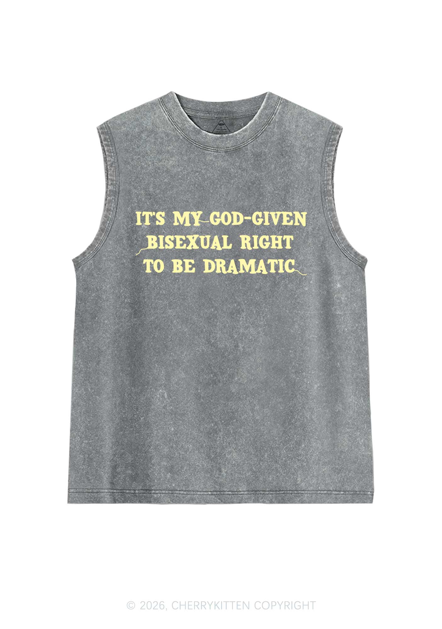 God Given Bisexual Right Pride Y2K Washed Muscle Tank Cherrykitten