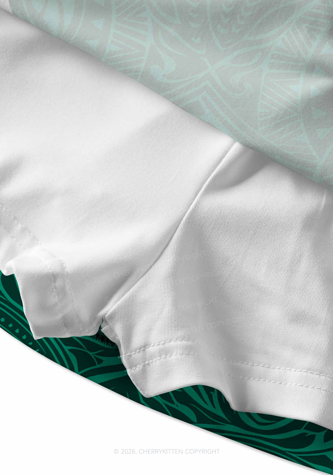 Green Swirl Leaf Y2K Print Mini Skirt Cherrykitten