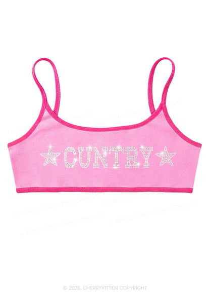 Rhinestone Cuntry Y2K Super Crop Cami Cherrykitten