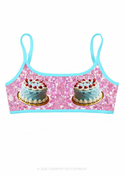 Cherry Cake Y2K Print Super Crop Cami Cherrykitten