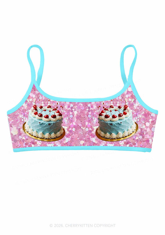 Cherry Cake Y2K Print Super Crop Cami Cherrykitten