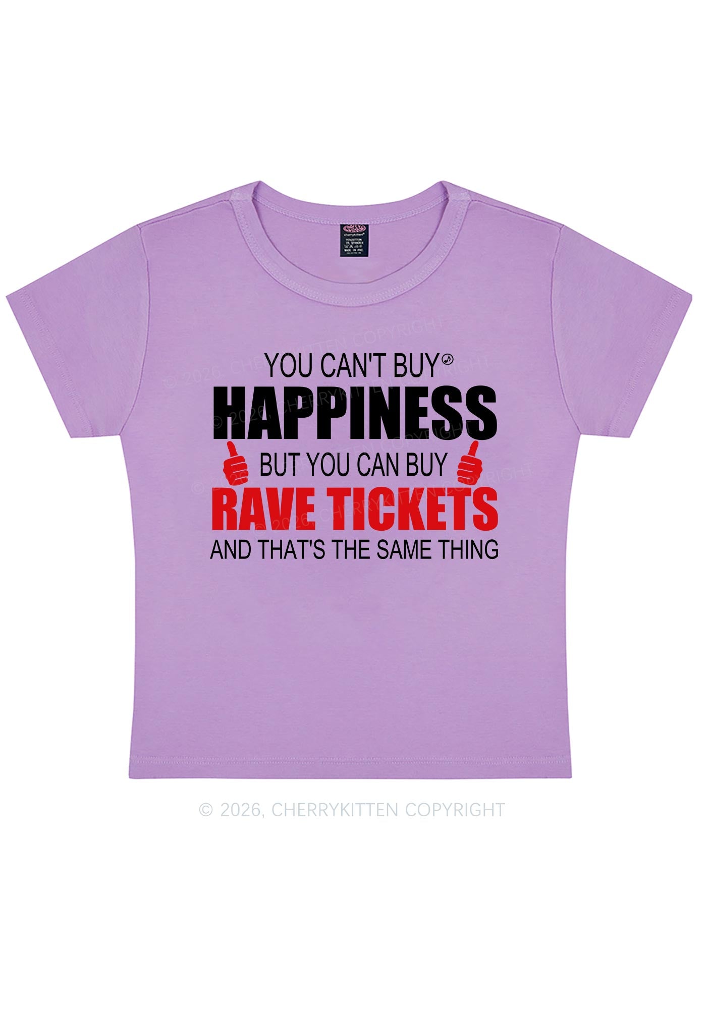 Happiness Rave Tickets Y2K Baby Tee Cherrykitten