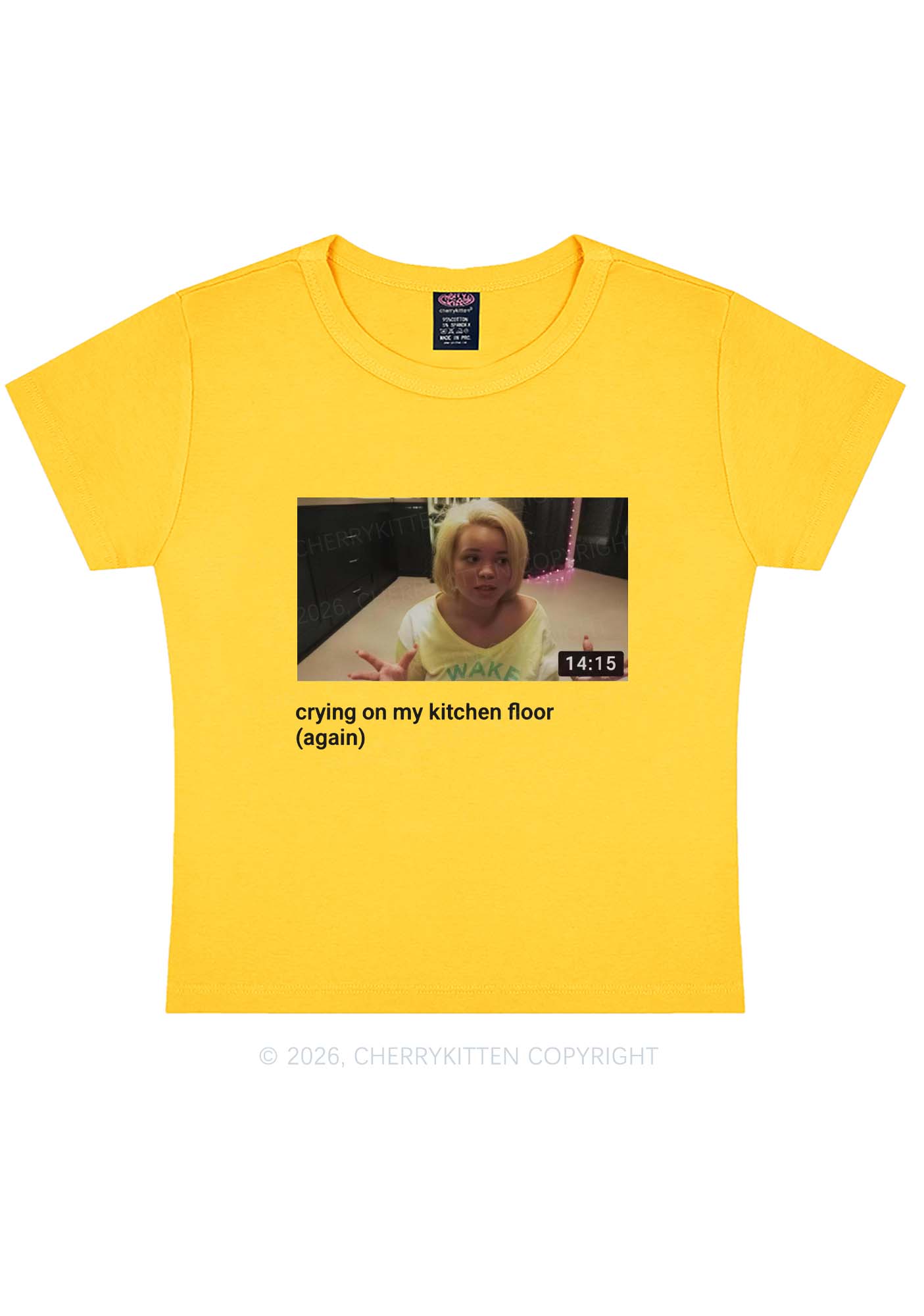 Crying On Kitchen Floor Y2K Baby Tee Cherrykitten