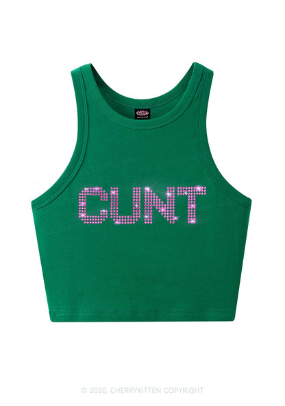 Rhinestone Pink Cxxt Y2K Crop Tank Top Cherrykitten