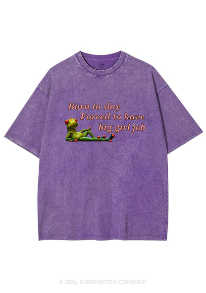 Forced To Have Big Girl Job Y2K Washed Tee Cherrykitten