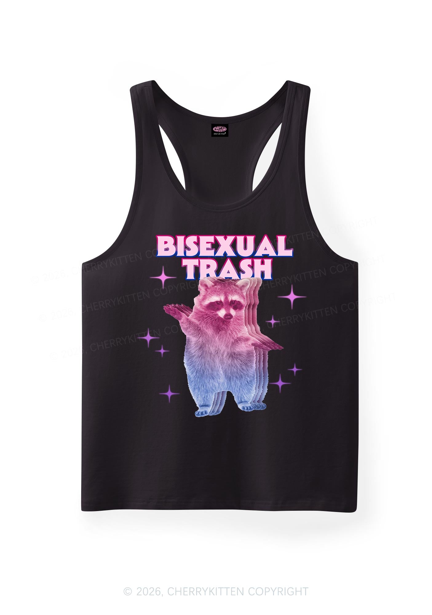 Bisexual Trash Raccoon Pride Y2K Men Racerback Tank Top Cherrykitten