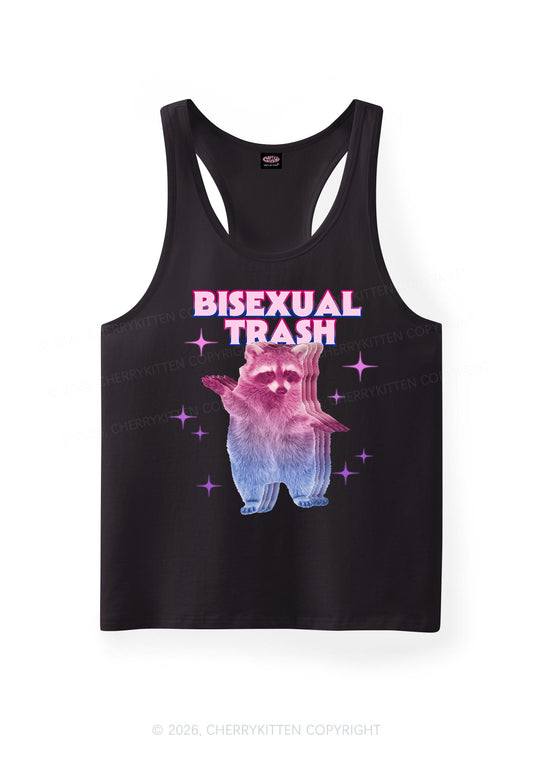 Bisexual Trash Raccoon Pride Y2K Men Racerback Tank Top Cherrykitten