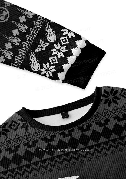 Black Freak Y2K Knit Sweatshirt Cherrykitten