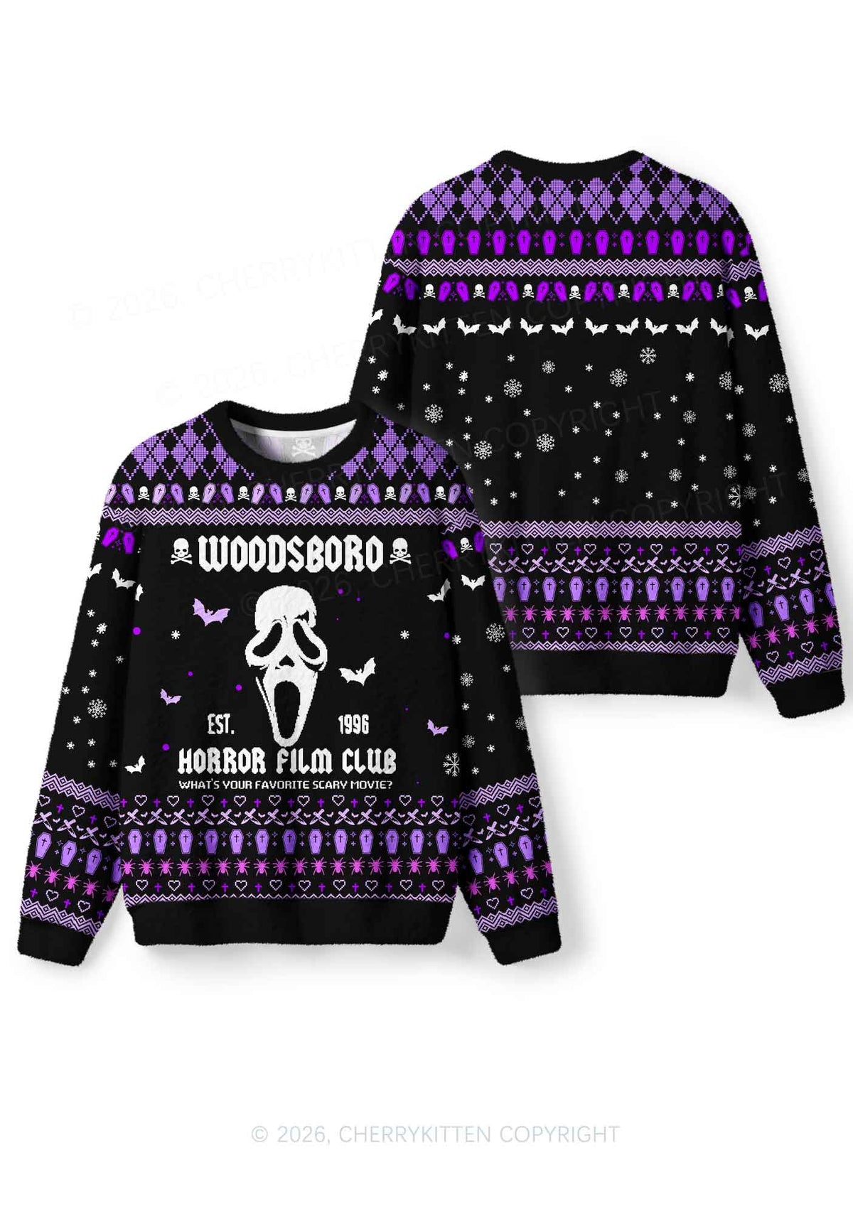 Halloween Horror Film Club Y2K Christmas Knit Sweatshirt Cherrykitten