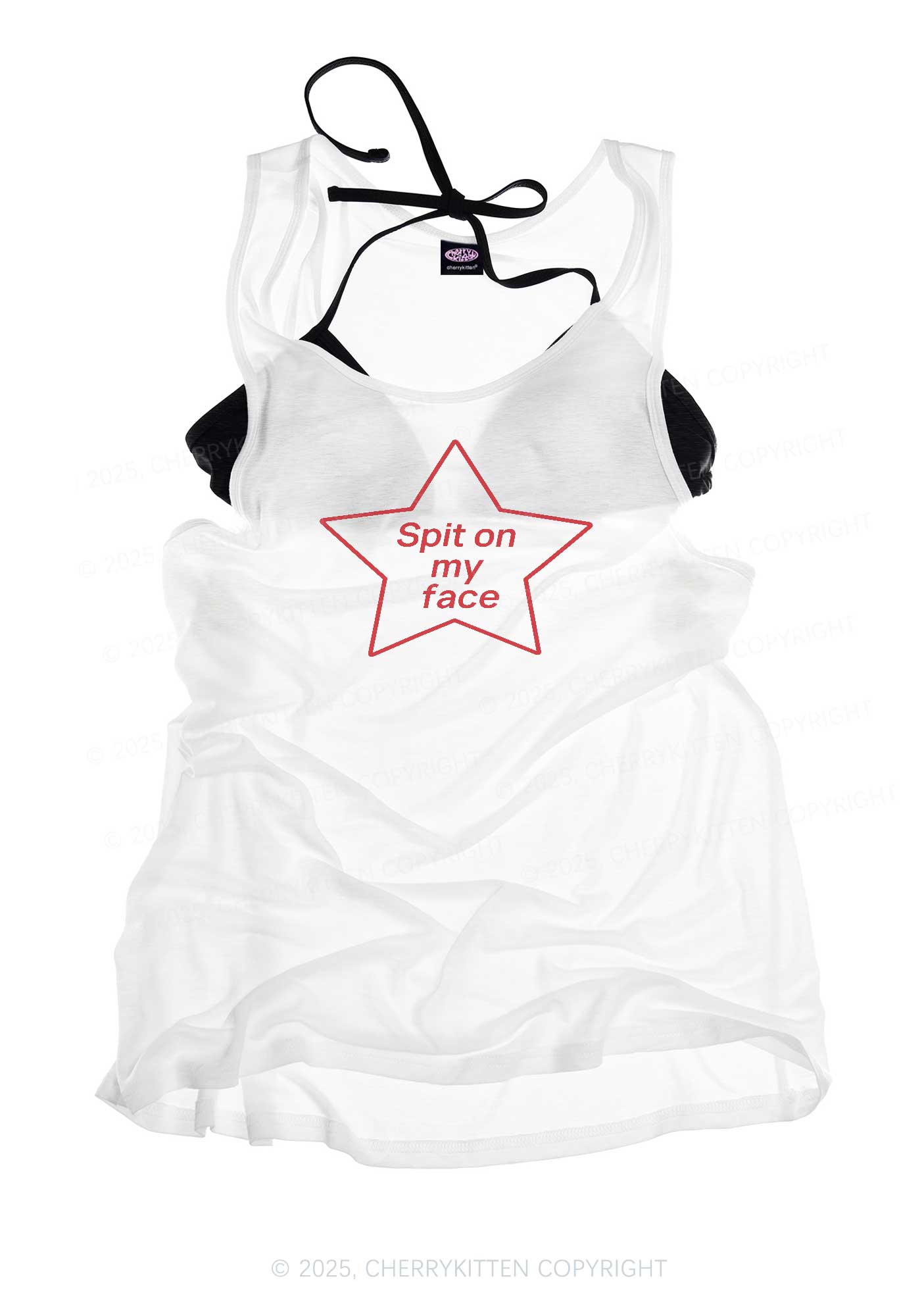 Spit On My Face Y2K Sheer Boyfriend Tank Cherrykitten