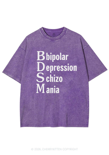 Bipolar Depression Schizo Mania Y2K Shirts Washed Tee Cherrykitten