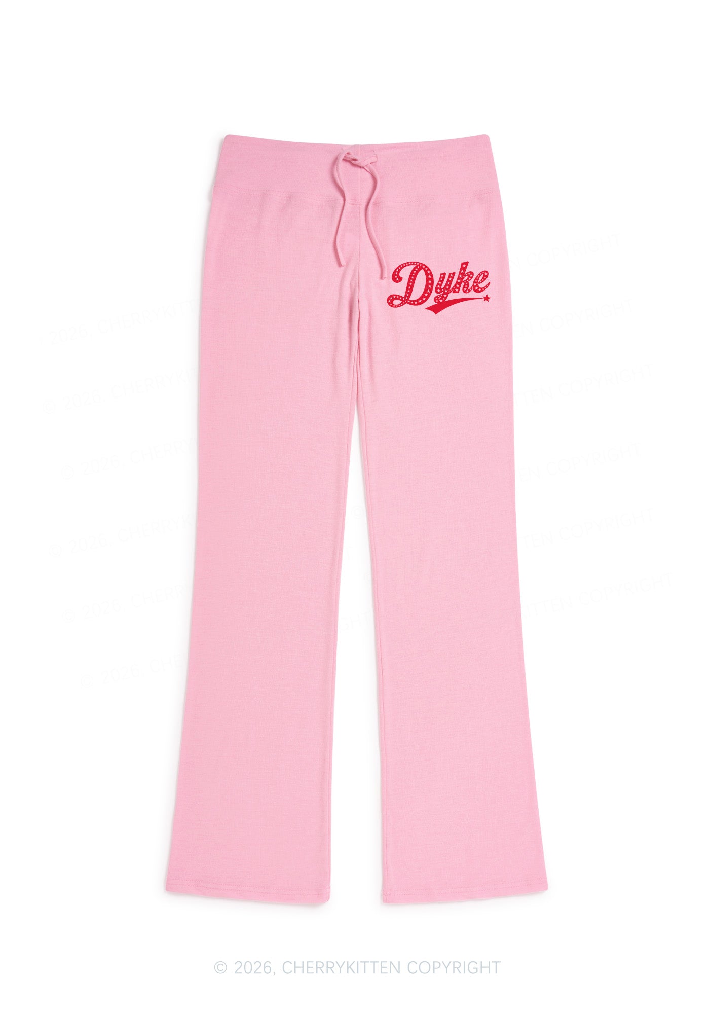 Dyke Stars Pride Y2K Low Rise Drawstring Flare Pants Cherrykitten